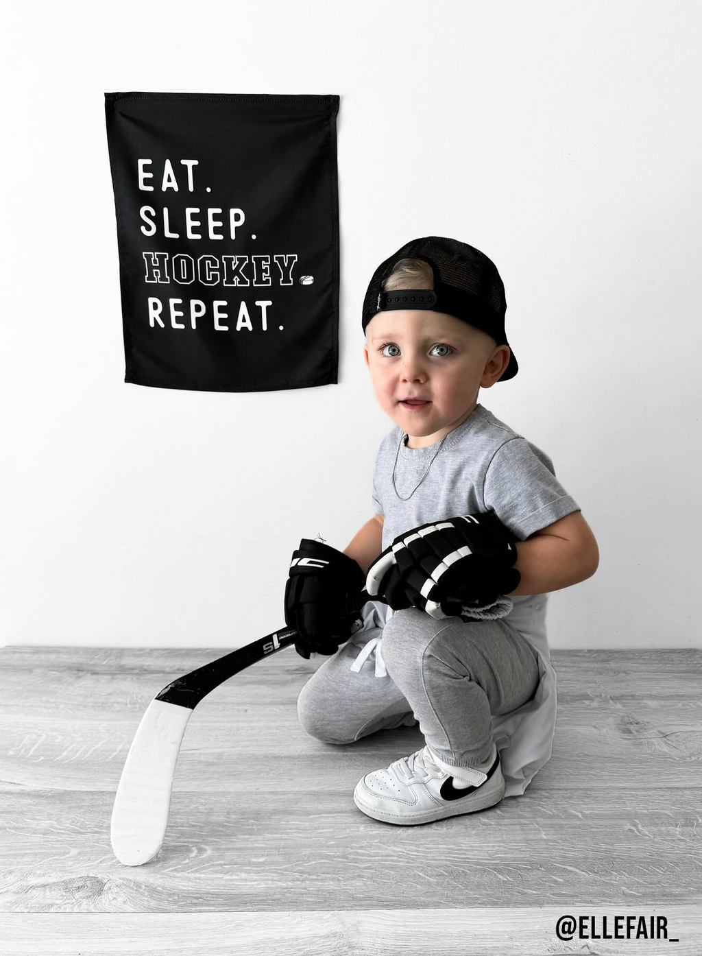 Bannière Eat Sleep Hockey | Décoration de salle de sport pour enfants