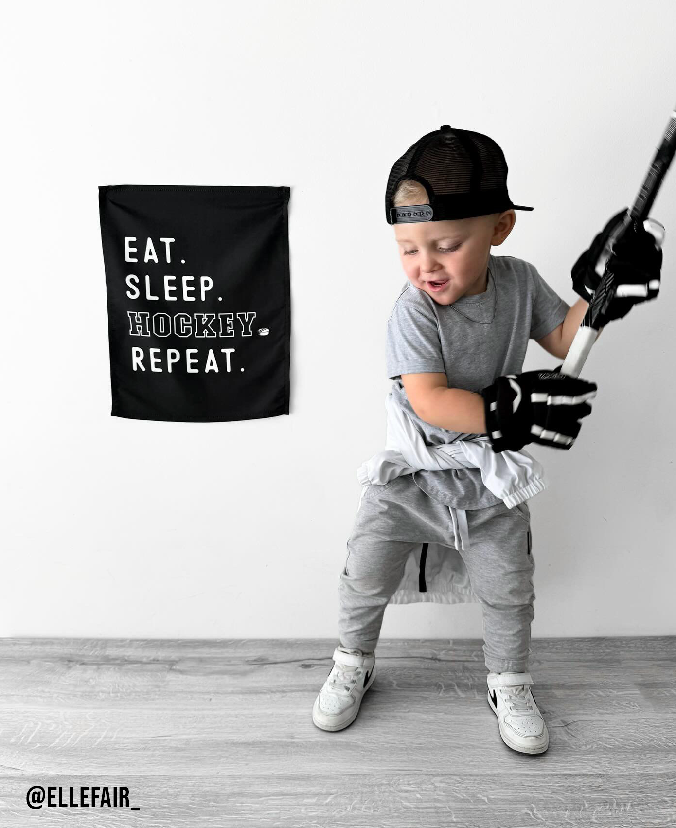 Bannière Eat Sleep Hockey | Décoration de salle de sport pour enfants