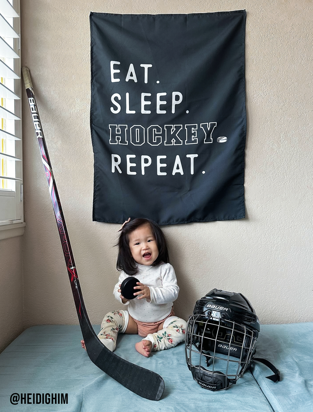 Bannière Eat Sleep Hockey | Décoration de salle de sport pour enfants