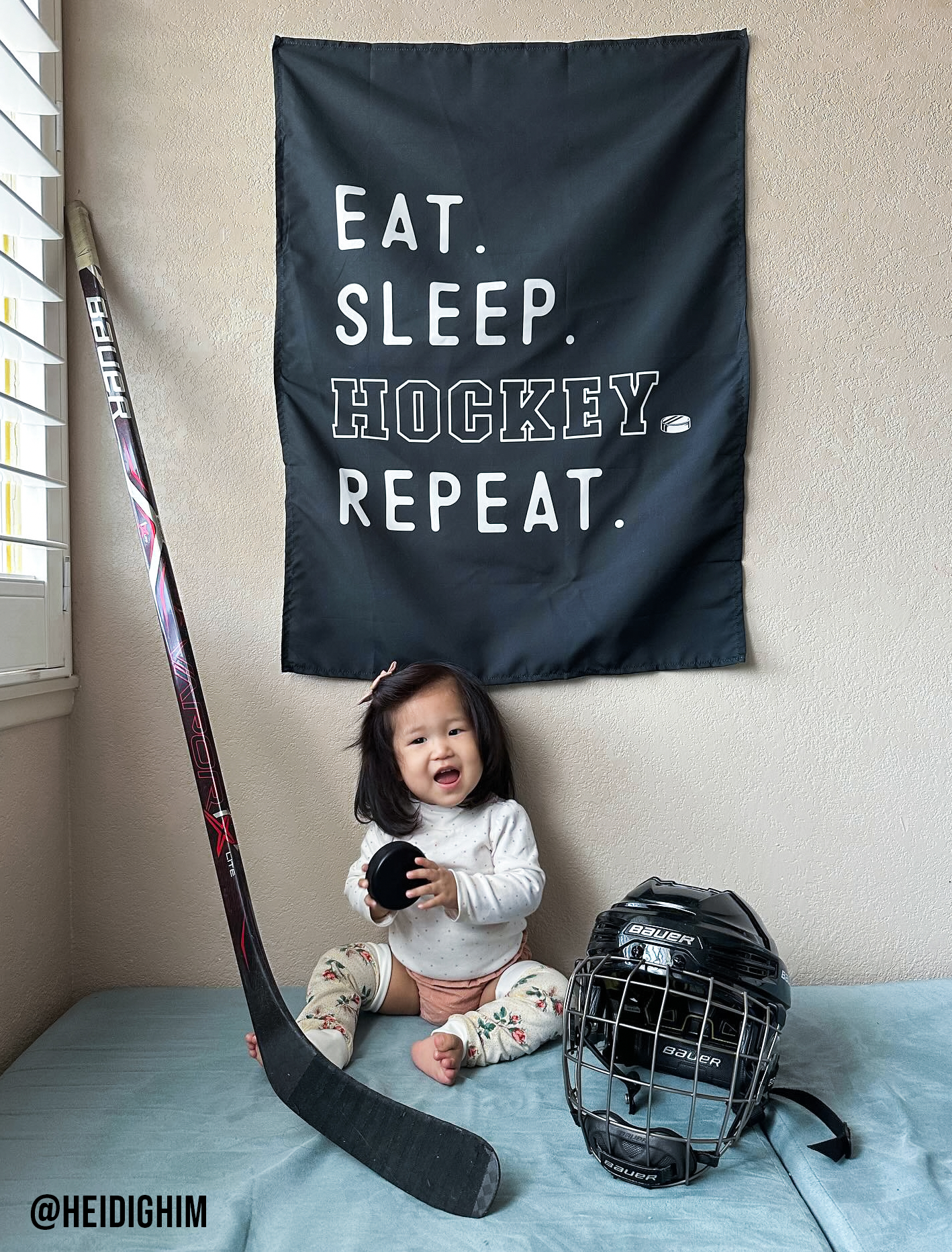 Bannière Eat Sleep Hockey | Décoration de salle de sport pour enfants