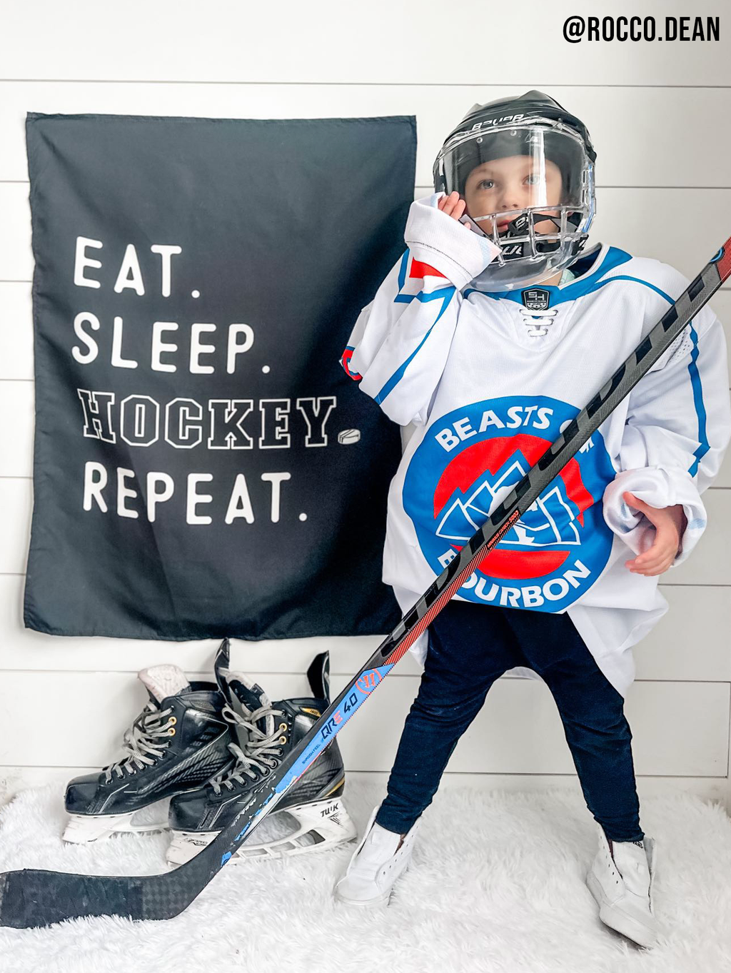 Bannière Eat Sleep Hockey | Décoration de salle de sport pour enfants