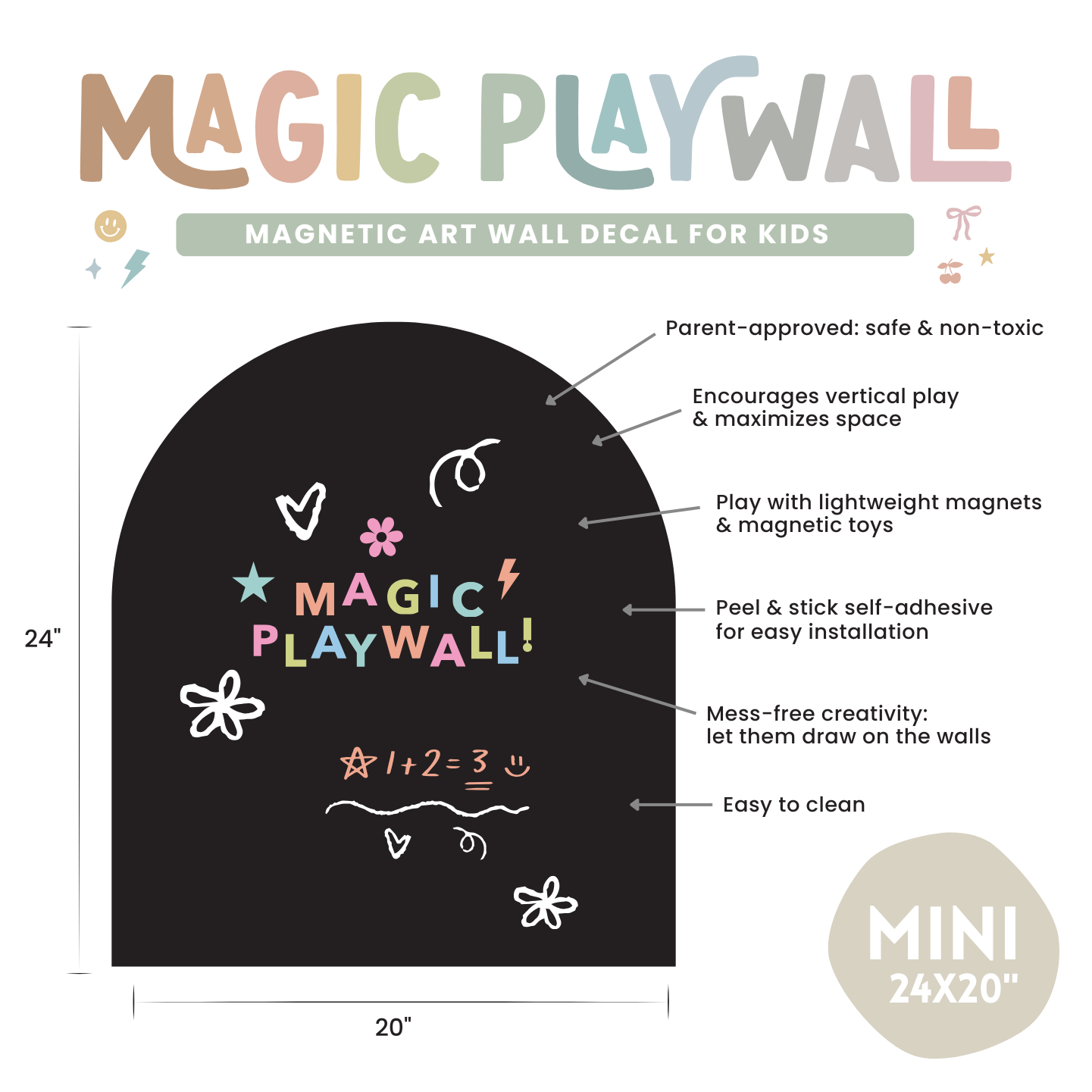 MINI Magic Playwall - Décalcomanie murale artistique magnétique en arche pour petits espaces